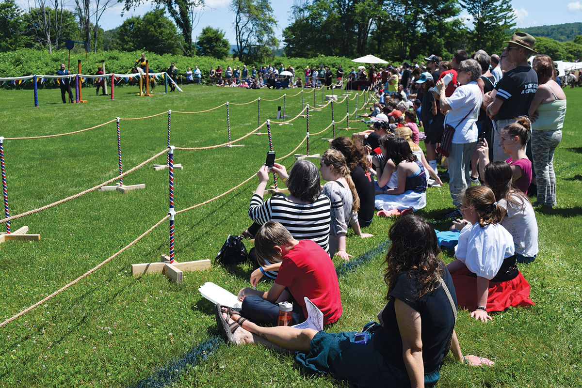Crowd watches jousting